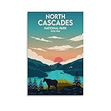 Jdheeh Póster vintage de viaje en cascadas del norte, lienzo, póster decorativo para pared, 30 x 45 cm