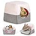 Pawaboo Lit pour Petits Animaux de Compagnie, [3-en-1] Niche & Canapé & Couche Pliable Chaud avec Coussin Amovible Confortable, Panier Multifonctionnel en Toile et Lin pour Cobaye Chaton Lapin, Rose