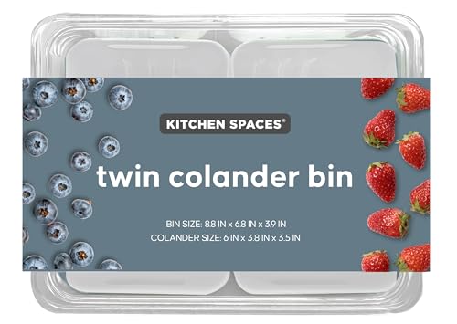 Kitchen Spaces Twin Colander Stackable Food Storage Organizer for Fridge,