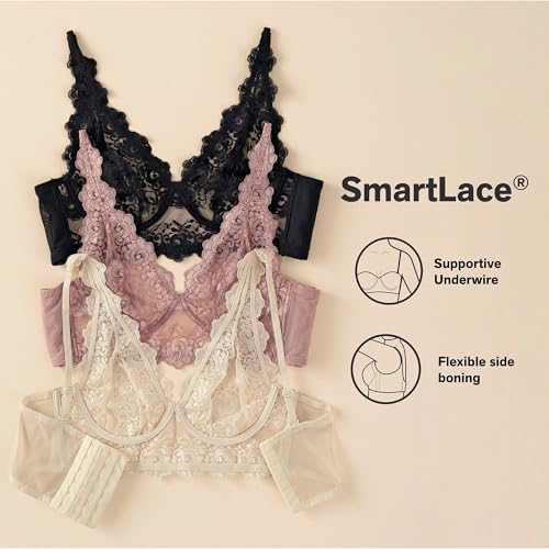Leonisa Lace Bralettes for Women Milan Sheer Bra Bustier Bralette with Underwire4