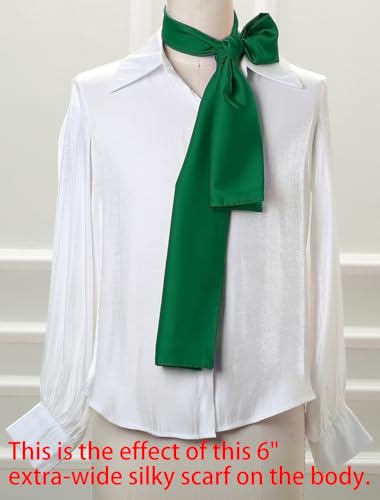 Allegra K 6" Extra-Wide Silky Solid Color Long Scarves Ribbon Neckerchief Neck Wraps for Women2