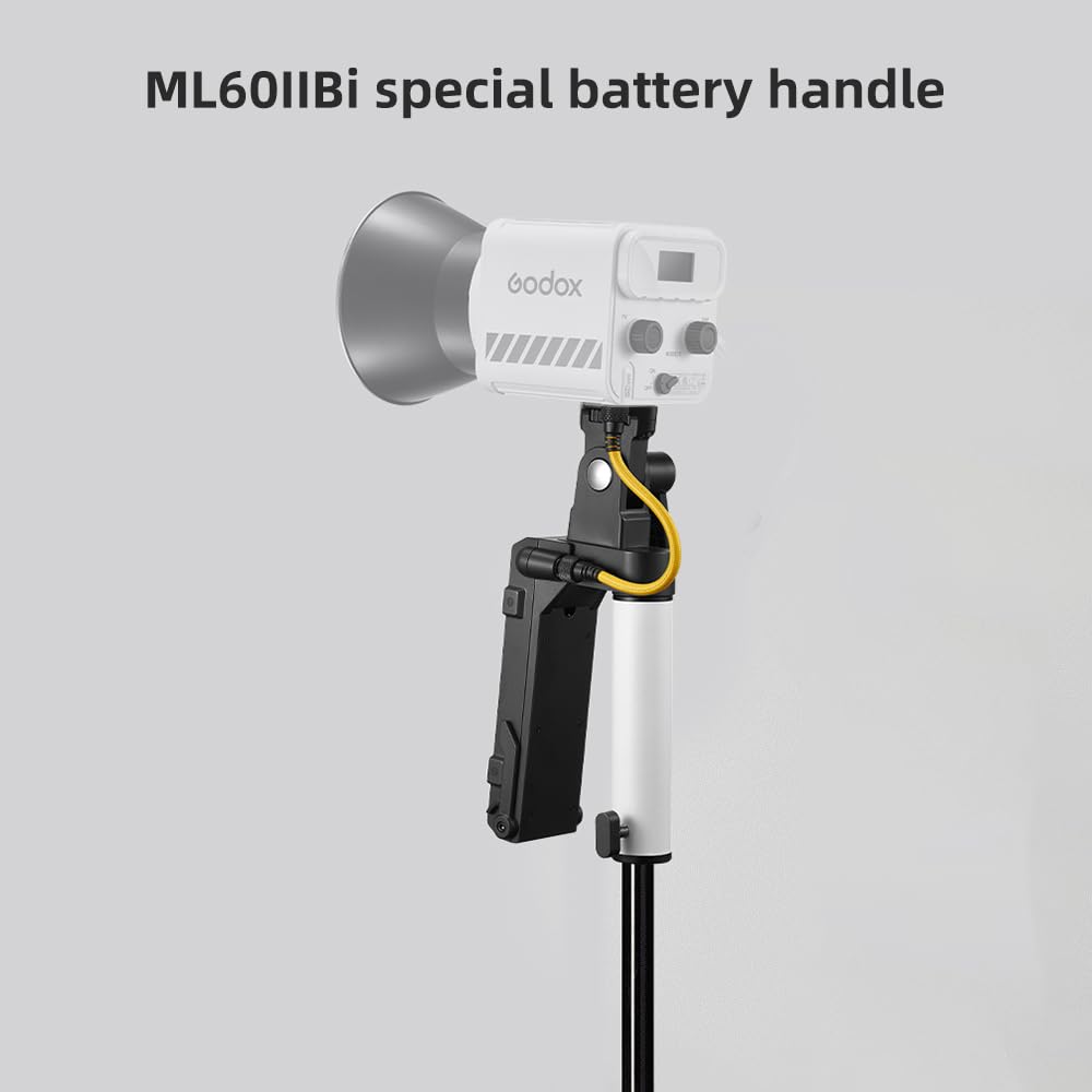 Godox AK-B02 Empuñadura de batería, Soporte de batería de Mano con Montura V y Bloqueo en V con Tornillo de 1/4" para luz de Video GODOX ML60IIBi