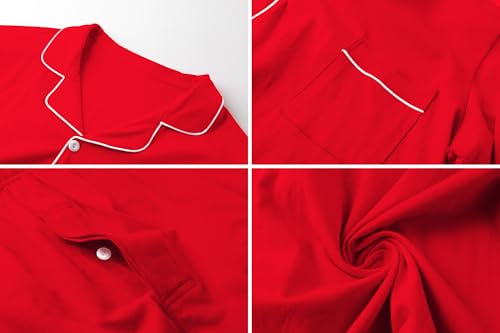 Image of QZH.DUAO Mens Pajama Set 100% Cotton Long Sleeve Button Down PJs