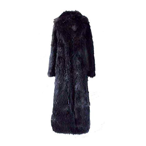 Old DIrd Women Warm Long Sleeve Parka Faux Fur Coat Lapel Full-Length Outwear Maxi Fluffy Faux Fur Overcoat (Black, US 4 = Asina Medium)