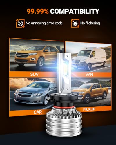 Image of SEALIGHT H7 Bulbs, 120,000LM 1700% Brightness, H7 6500K Cool White LED Bulbs, IP68 Waterproof 80,000Hrs Lifespan, 5X Heat Dissipation Driving LED Bulbs, Plug and Play, 2 Pack