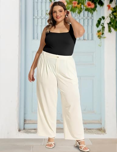 Image of FOREYOND Plus Size Bodysuits for Women Short Sleeves Square Neck Body Suit Tops Casual Basic Slim Fit Shirts Leotards