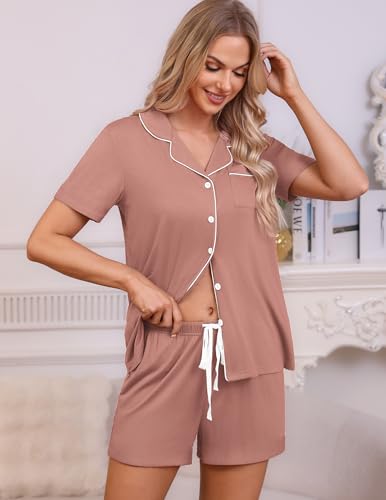 Image of HNG Pajama Sets for Women 2 Piece PJ Sets Short Sleeve Lounge Set Fashion Sleepwear XS-3XL