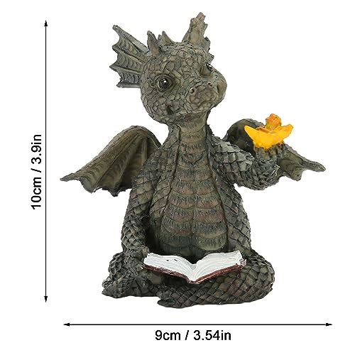 Estatua de Dragón Bebé Lectura de Resina para Jardín miniatura 5