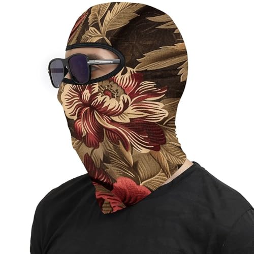 Máscara de esquí para hombres y mujeres con estampado rojo oscuro y marrón, balaclava facial para motocicleta, máscara completa para la cabeza, gorro calentador para el cuello miniatura 4