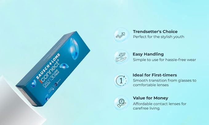 Image of Bausch & Lomb Iconnect Daily Contact Lens - Spherical | Daily Disposable | Hydrogel Material | (-5.25, Pack of 30)