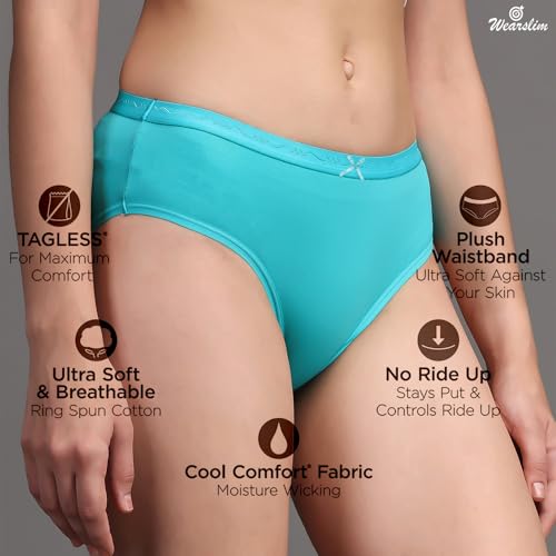 Image of Wearslim Premium Women Soft and Comfortable Women's Cotton Bikini No Show Panty | Ladies Invisible Breathable Briefs Soft Stretch Hipster Underwear
