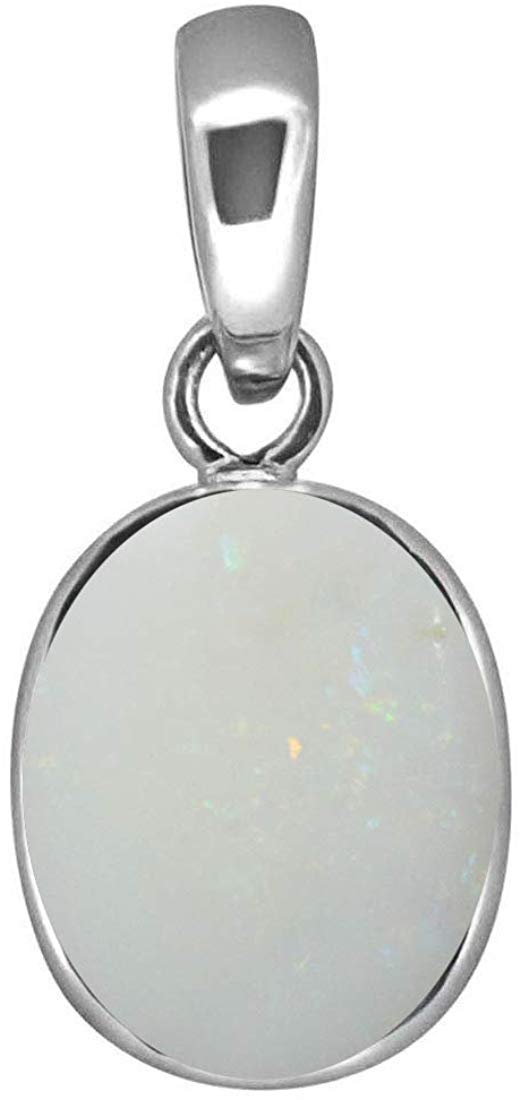SIDHARTH GEMSCertified Natural AA++ Quality Opal Silver Pendant Locket 6.25 Ratti / 5.52 Carat (Australian Opal) Brilliant Cut Certified Astrological Gemstone