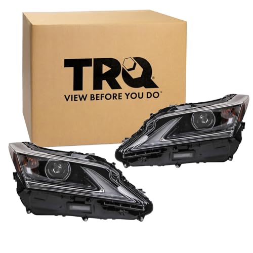 TRQ 2 Piece Headlight Assembly Set Driver & Passenger Side Compatible with Lexus RX350 RX450h 2016-2019 RX350L 2018-2019 Canada Built Without Adaptive Headlights & Cold Weather Pkg LX2502173 LX2503173