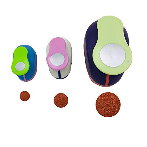 Worldoor 3 Pieces Circle Punch 2 Inch 1 Inch 5/8 Inch Paper Punchers Scrapbook Craft Paper Punch