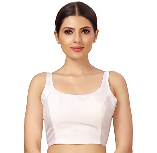 Image of Studio Shringaar Women's Polyester Sleeveless Satin Padded Saree Blouse