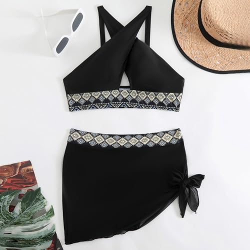 Ensemble bikini tankini taille haute deux pièces imprimé floral