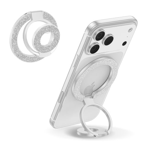 Magnetic Finger Phone Grip Holder Dual-Sided Magnet Gym Finger Ring Loop Adjustable MagSafe Finger Ring for iPhone 17 Pro Max Air 16e 16 15 14 13 12 Pro Max,Samsung,Phone Stand for Magnetic Car Mount
