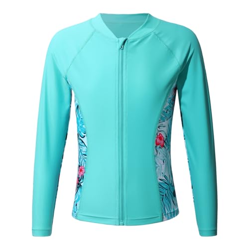 Girls UPF 50+ Swim Coat Tankini Top with Bottoms Athletic Swimsuits Surfing Rash Gurds3