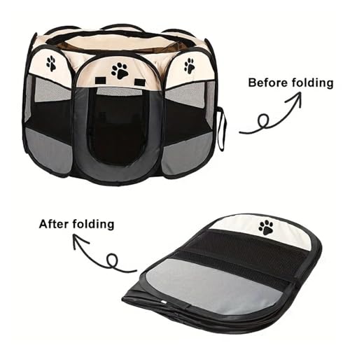 Welpenauslauf, Welpenlaufstall, Laufstall Hund, Katzengehege, Hundelaufstall für Wohnung, Welpenauslauf Indoor, Laufstall Katze, Hasengehege, Kaninchengehege, (grau, 74x74x43cm, 6)