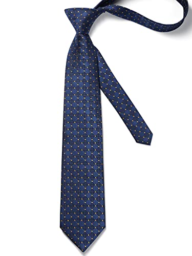 Image of HISDERN Ties for Men Plaid Checkered Tie with Pocket Square Woven Business Formal Necktie Handkerchief Set Wedding Party