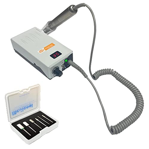 Medicool Pearl White Pro Power 35K Portable Electric Nail Drill + Bit Kit 1 Bundle for Manicure and Pedicure | PROPRT-35WHT+FBK1