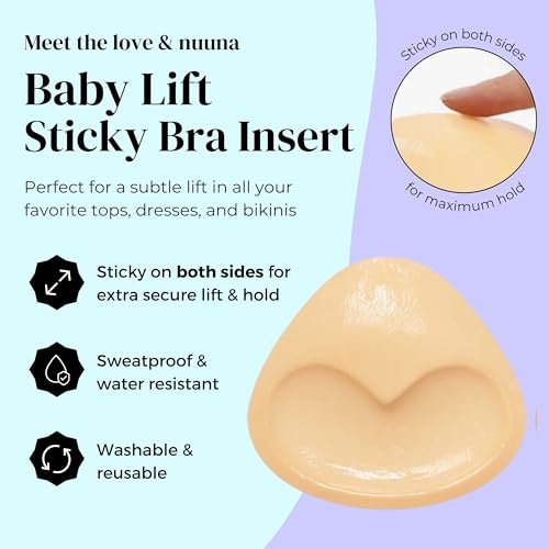 love & nuuna Baby Lift Double Sided Sticky Push Up Bra Inserts - Reusable Adhesive Bra Pads for Bikinis Dresses - Size Small Nude2