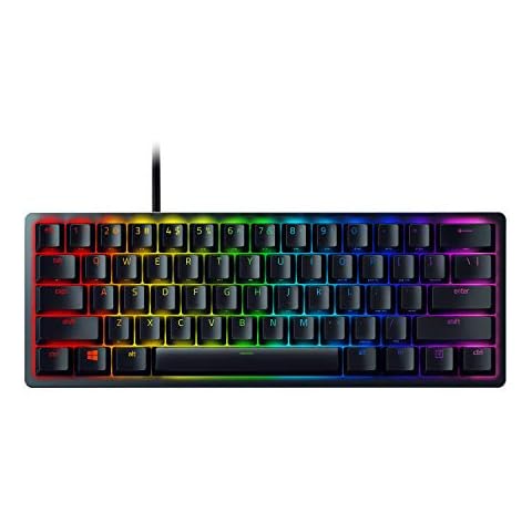 Razer Huntsman Mini 60% Gaming Keyboard: Fast Keyboard Switches - Clicky Optical Switches - Chroma RGB Lighting - PBT Keycaps - Onboard Memory - Snap Tap - Black Cover