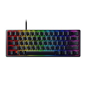 Razer Huntsman Mini 60% Gaming Keyboard: Fast Keyboard Switches – Clicky Optical Switches – Chroma RGB Lighting – PBT Keycaps – Onboard Memory Snap Tap – Black
