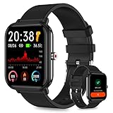 Smartwatch Herren, IP68 Wasserdicht Fitnessuhr, 1,7 Zoll Quadrat Sportuhr mit Schrittzähler Herzfrequenz Blutsauerstoff Blutdruck Temperatur Schlafmonitor SMS Whatsapp Pulsuhr für Android iOS