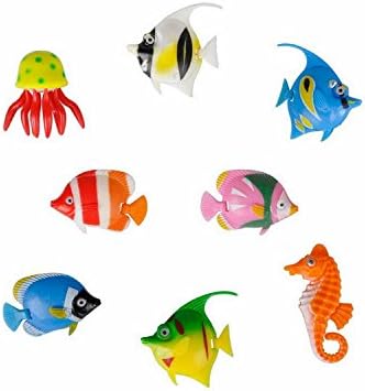 Pack of 8 - Colourful Assorted Artificial Plastic Bubble Lamp Aquarium Tropical Fish/Jellyfish & Seahorse