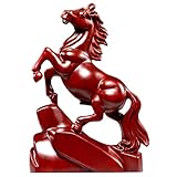 Figura de caballo de madera, estatua de caballo rojo del Año Nuevo chino 2026 para decoración Feng Shui, escultura de animal del zodíaco que atrae riqueza y buena suerte para la oficina y el hogar