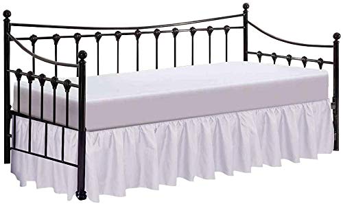 Daybed Skirt with Split Corners Twin Size Dust Ruffle Bedskirt - Bed Skirt for Day beds- Split Corners, Ruffle Gather- Genuine Poly Cotton/Microfiber - 12 Inch Bed Skirt Twin Size White Bed Skirts
