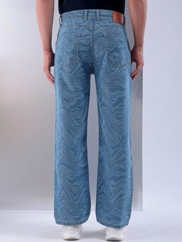Image of The Indian Garage Co Men Baggy Solid Mid-Rise Stretchable Jeans