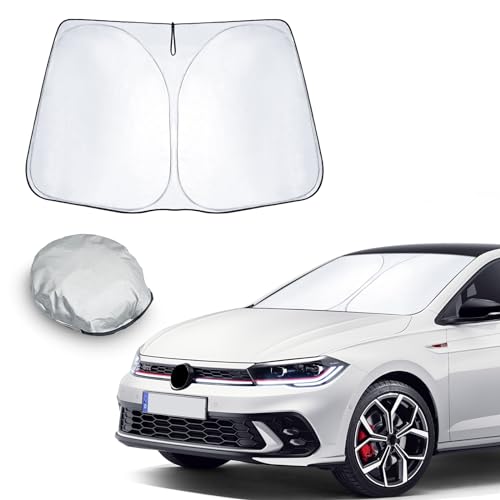 【Protezione UV】Realizzata in materiale di nylon di alta qualità con materiale riflettente argento sul davanti, blocca il 99,5% dei raggi UV dannosi e l'85% di tutta l'energia solare. Il lato nero isola il calore per mantenere una temperatura confortevole nella tua auto.