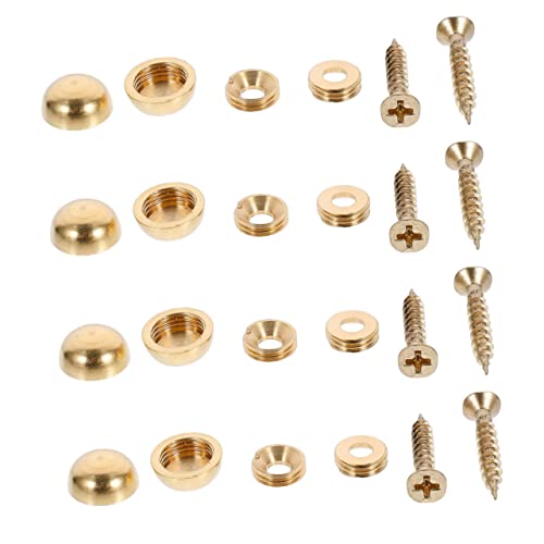 FUNOMOCYA 16 Pack of Self Flat Screw Advertising Nail Mirror Screws Decorative Caps Cover Nails Copper Nail Woodworking Screw Nail for Signs Frames