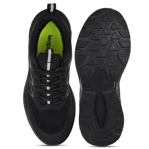 Image of Liberty Leap7x MEKSHAW-1E Lacing Sports Running Shoes for Men - Black & Blue | Comfortable and Durable Lace-Up Closure - Suitable for Lacing Walking, Gym, Jogging Shoes for Gents - Cushioned Footbed