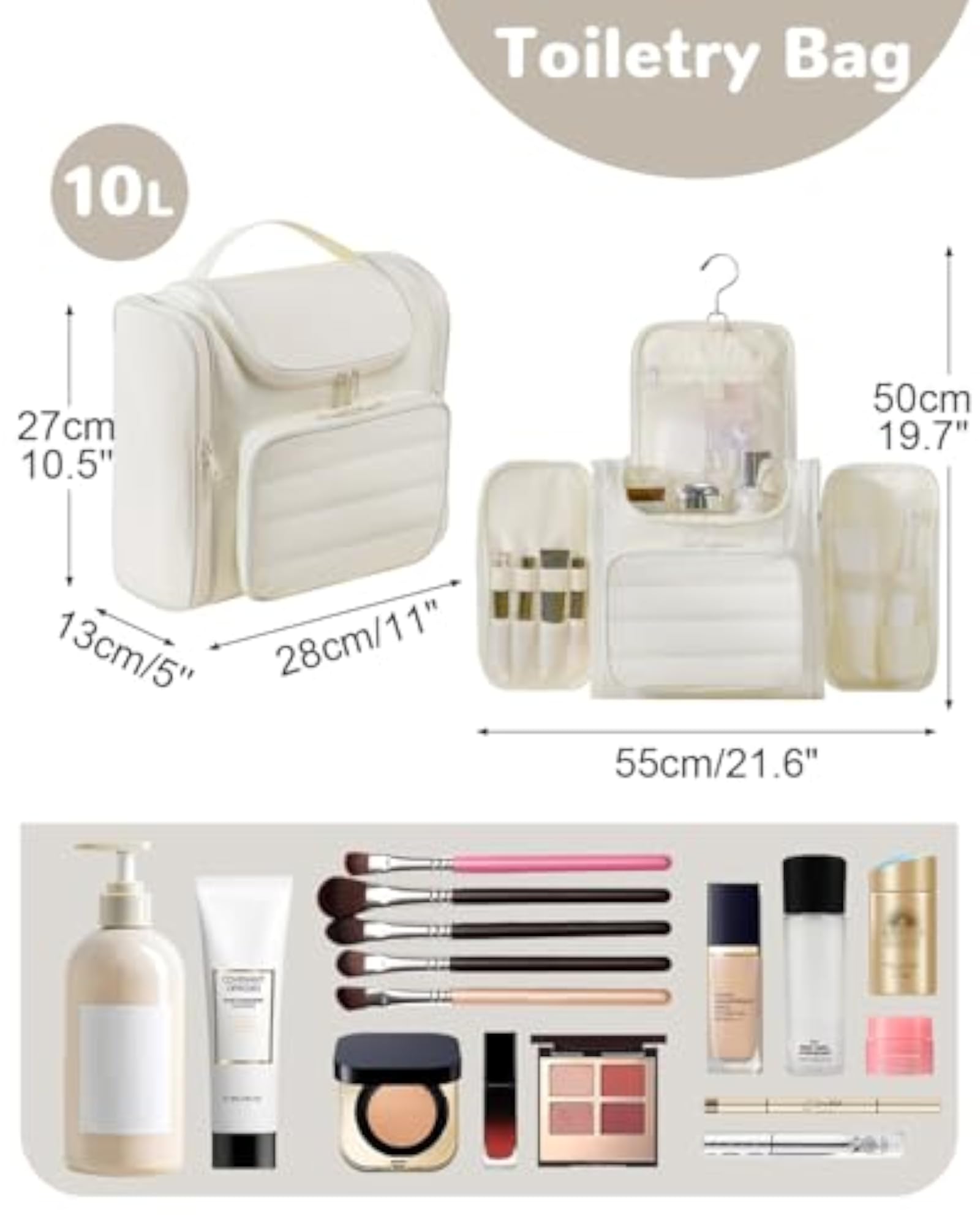 Large Waterproof Hanging Toiletry Bag for Women