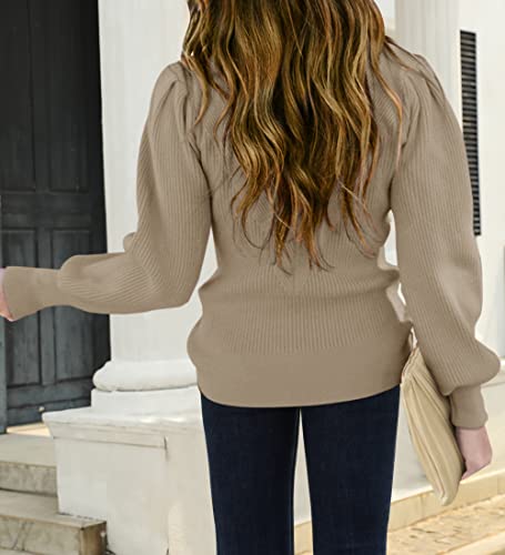 Tecrew Womens Elegant Stretchy Crew Neck Pullover Sweaters Soft Basic Knitted Jumper, Khaki, X-Large #TOP2