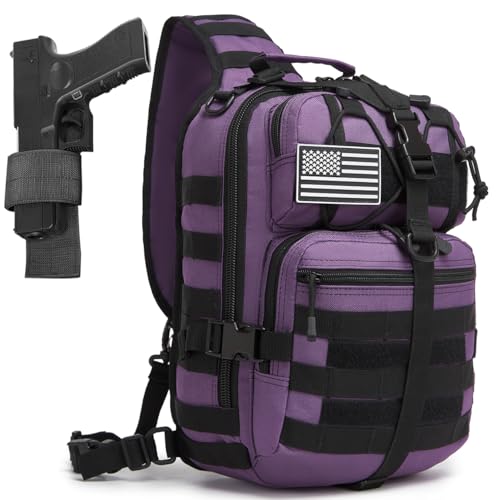 ATBP Tactical Crossbody Backpack Large Sling Pack With Holster Shoulder Bag For Men Outdoors Hiking Camping Gym