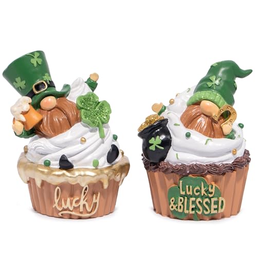 Figurines de nain de la Saint-Patrick Hodao, lot de 2 statuettes trèfle pour décoration de table