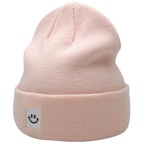 55cube Gorro de punto para hombre y mujer, cálido y moderno para todas las estaciones, Rosa melocotón claro, talla única
