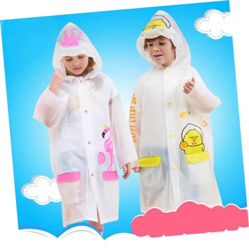 Stylish Kids Raincoat Flamingo Design Waterproof EVA Rain Poncho for Boys and Girls Lightweight Outdoor Rain Cape for School and Travel Size L3