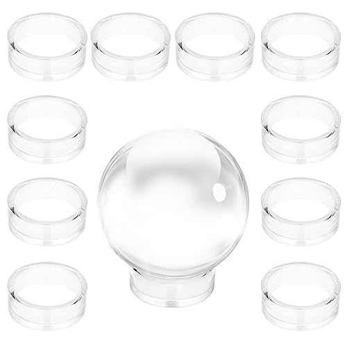 JUXYES Pack of 12 Clear Sphere Display Stand, Clear Sphere Holder Small Plastic Display Stands Round Display Easel Stands for Decorative Eggs, Crystal Balls, Marbles, Ball, Spheres, Collections