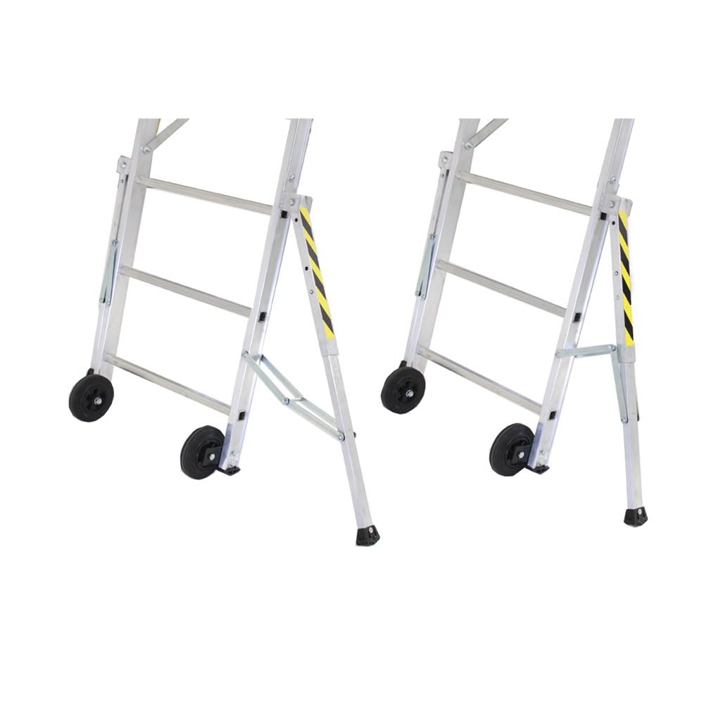 Svelt Scala Professionale a Castello Trasportabile con Piattaforma Antiscivolo e Protezione 360°, Allargatori Richiudibili, Stabilizzatori Telescopici, Rotelle di Trasporto, Certificata (7 Gradini)