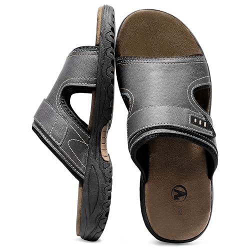 MIXIN Mens Slide Sandals Casual Slip On Beach Sandals with Adjustable Strap for Summer
