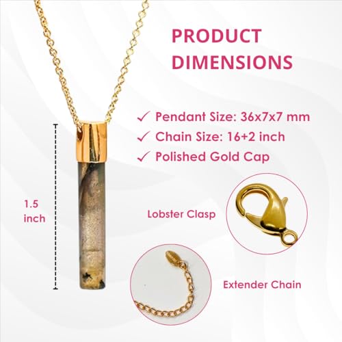 Gempires Gemstone Cylinder Pendant Necklace – 1.5″ Genuine Polished Gemstone on 14k Gold-Plated Adjustable Chain – Minimalist Layered Statement Jewelry Gift for Women3