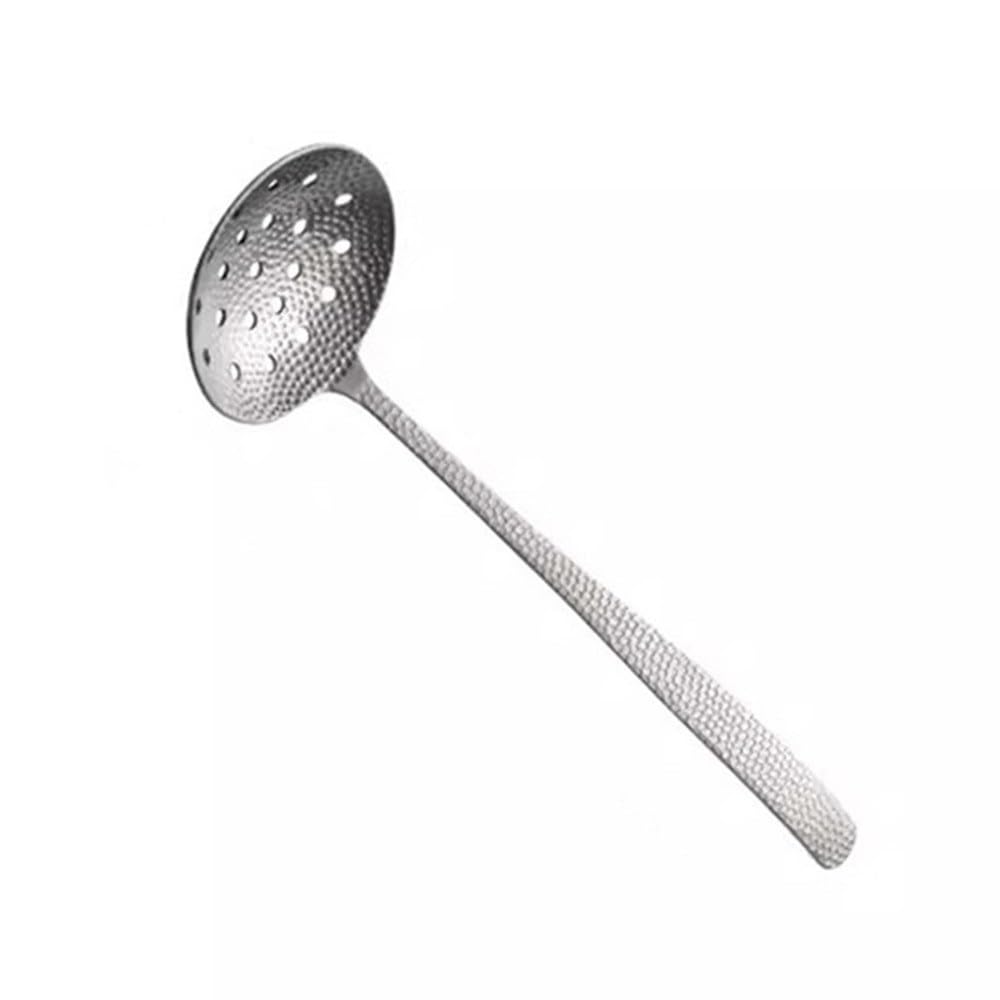 Cucchiaio da cucina, Cucchiaio forato con filtro, manico lungo, for zuppa calda, guscio che perde for il consumo in pentola(Silver)