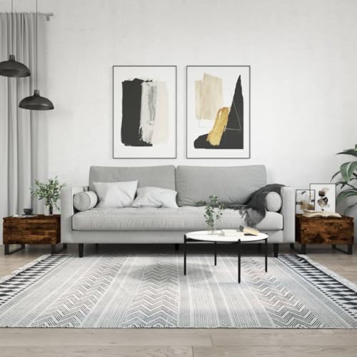 LLEZKBR Mesas, mesas de centro, mesas de café, 2 piezas, roble ahumado, 50 x 46 x 35 cm, madera de ingeniería