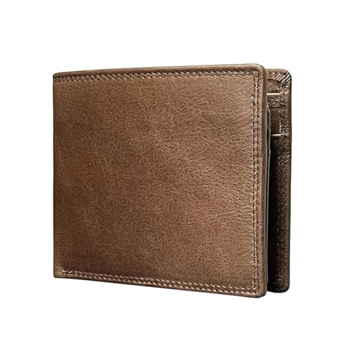 Top Tier Cowhide Men's Wallet Vintage Horizontal Zipper Change Credit Card Slot Leather Men's Bag