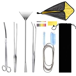 MaxAwe Roestvrijstalen aquarium aquascaping-set, accessoireset met pincetten, schaar, spatel en gereedschap voor het…